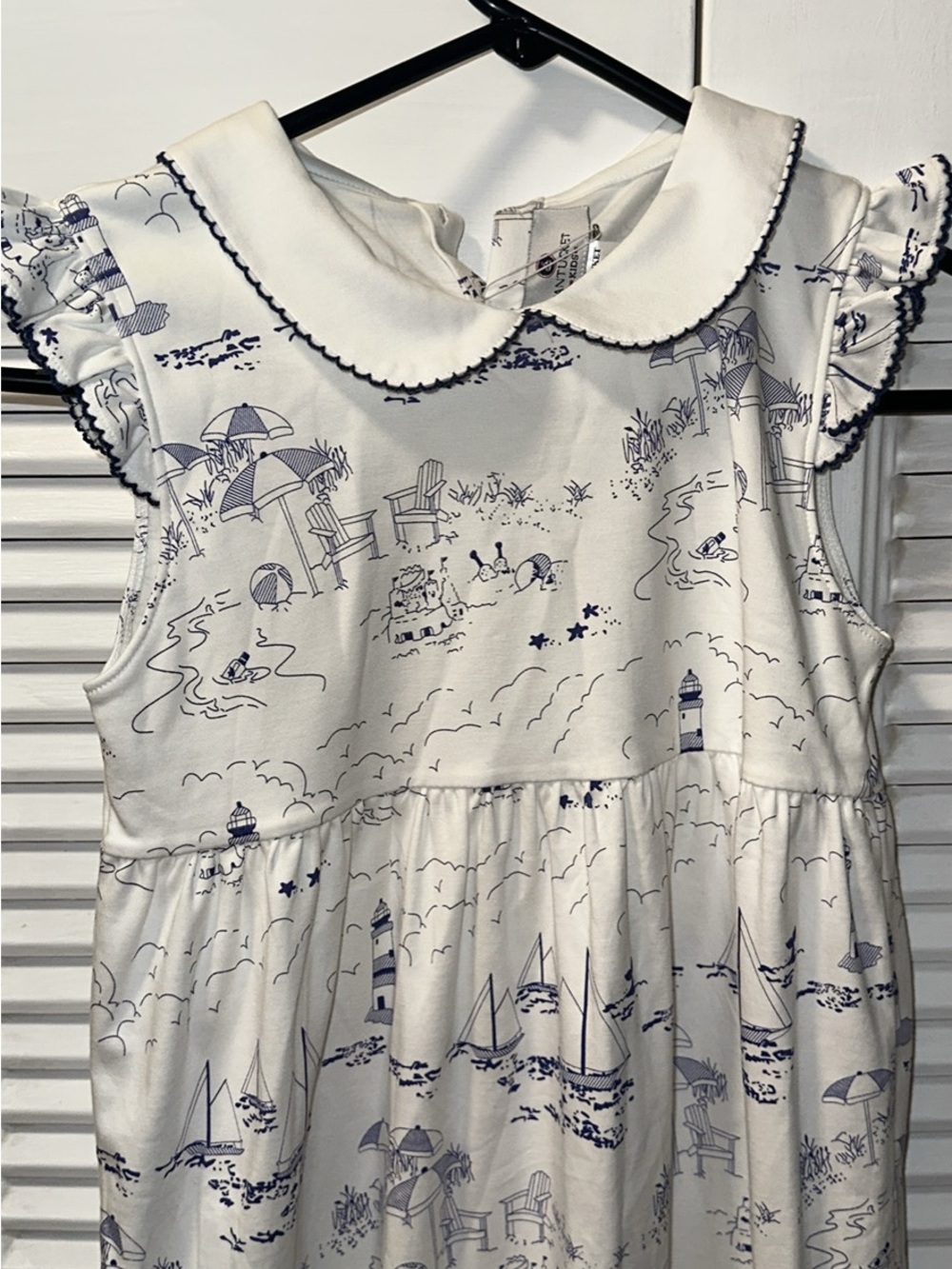 NWT Nantucket Kids Girls Nautical Print Dress with Peter Pan Collar